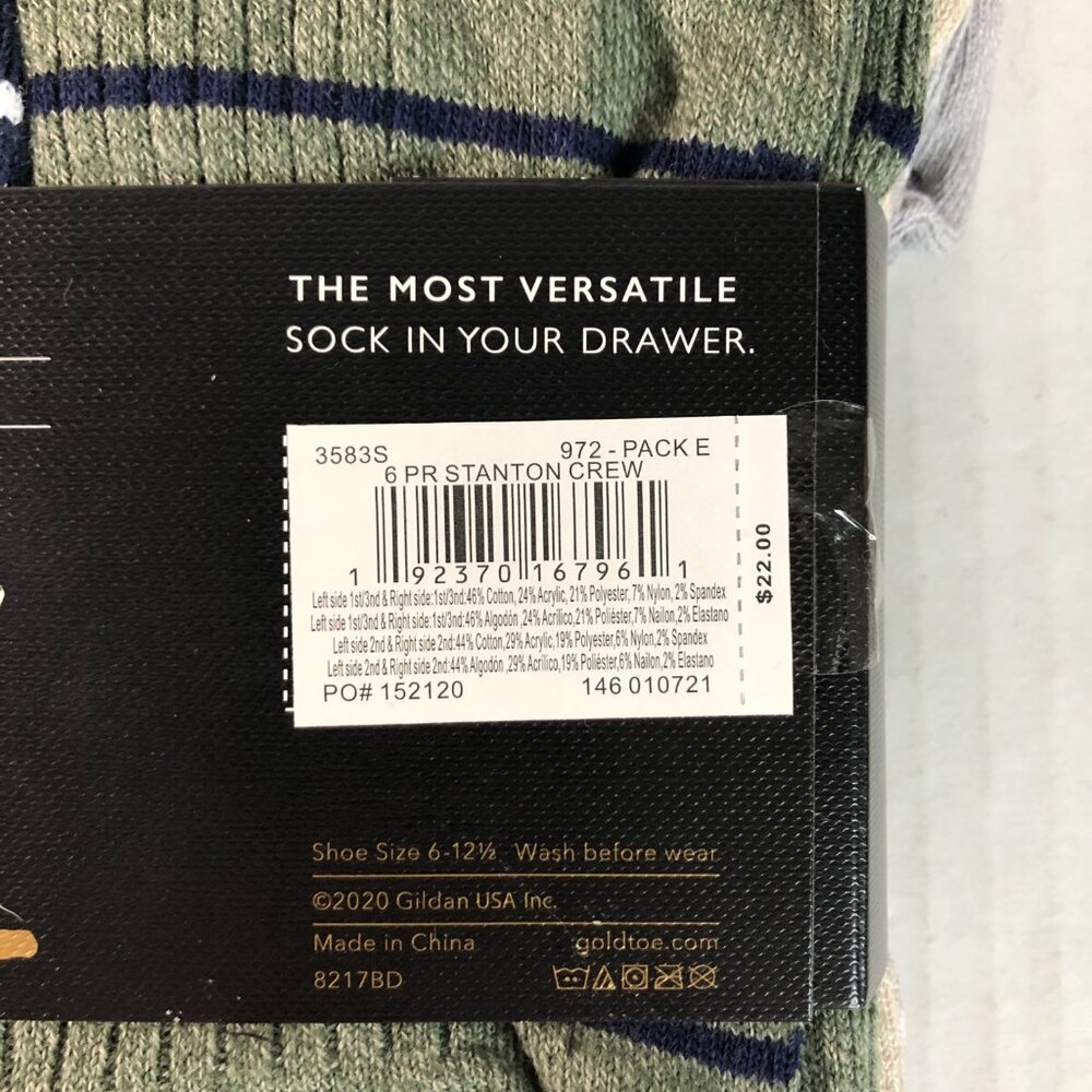 Gold Toe Socks Men Size 6-12.5 “Stanton Crew” Long Dress Socks 6 Pairs Blue/gray - Picture 7 of 7